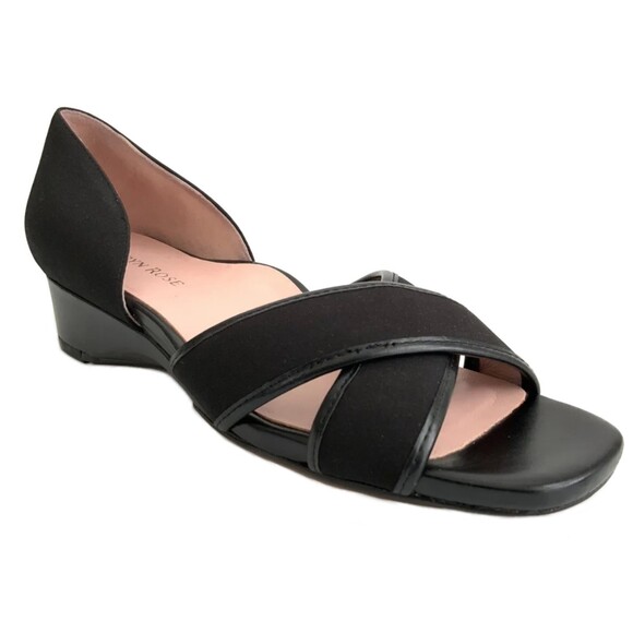 Taryn Rose Sandals Women Size 8M Black Kaida Crisscross Demi-Wedge Open-toe - Picture 1 of 12